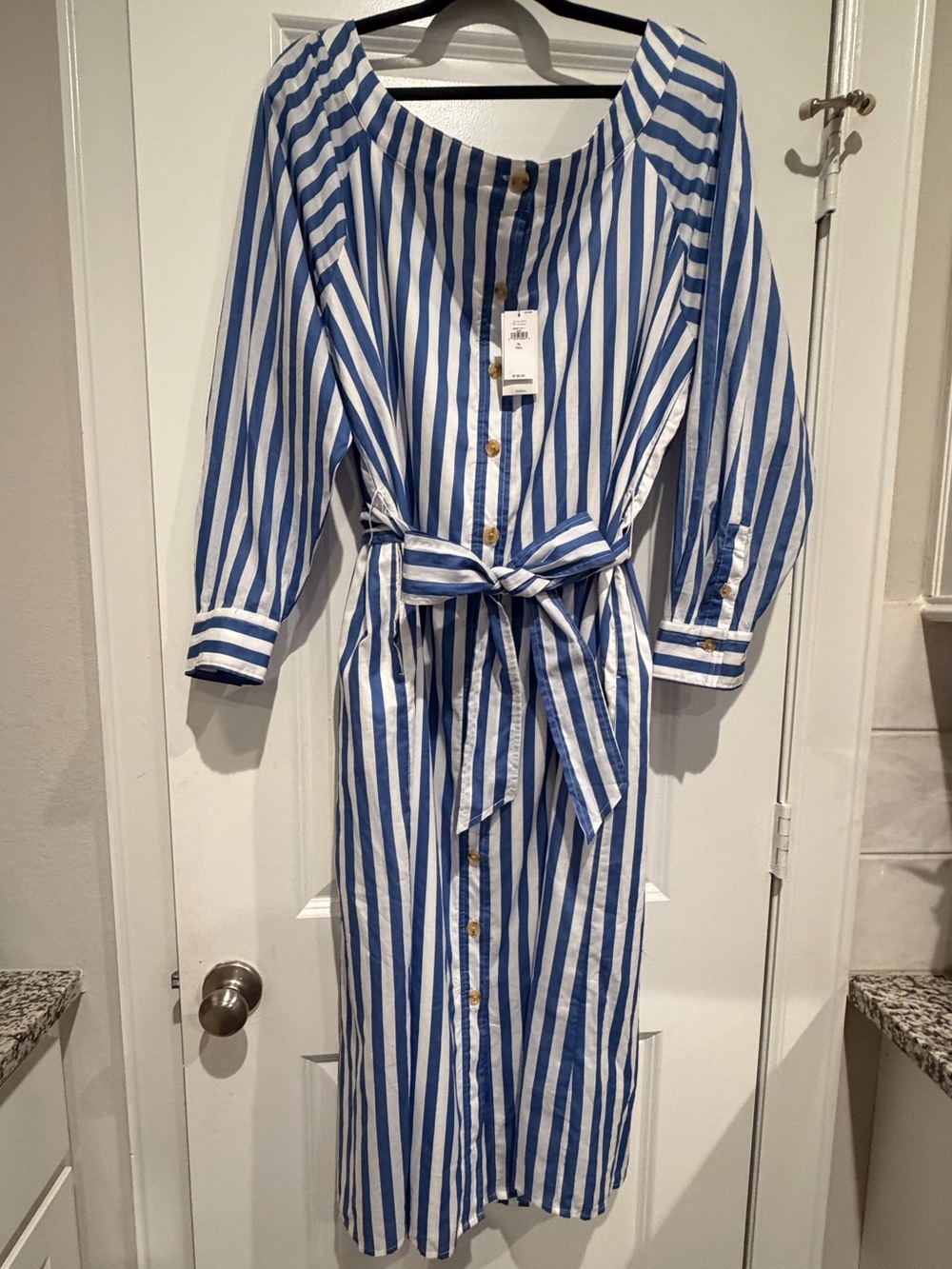Banana Republic Off shoulder striped dress w/belt & pockets size XL Tall